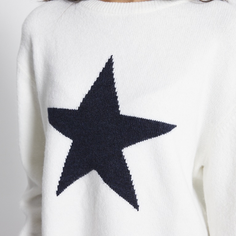 Crew-neck knit sweater "Aya" Off white